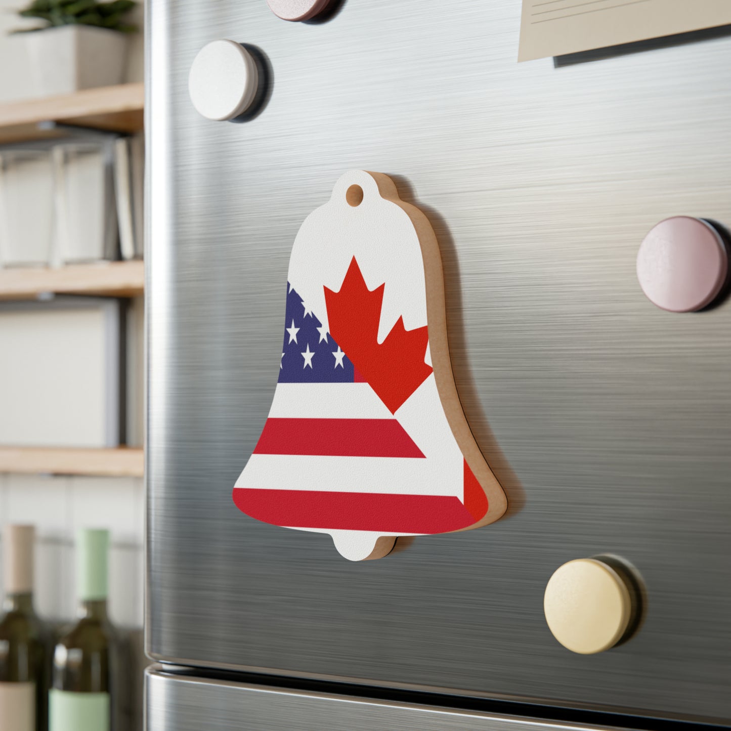 Canadian American Flag Canada USA Wooden Ornament