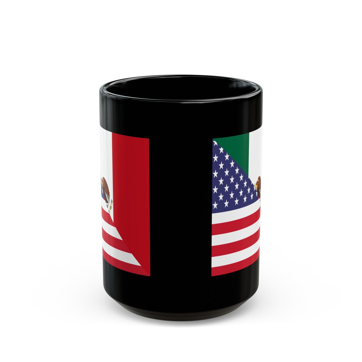 Mexican American Flag Mexico USA Black Mug (11oz, 15oz)