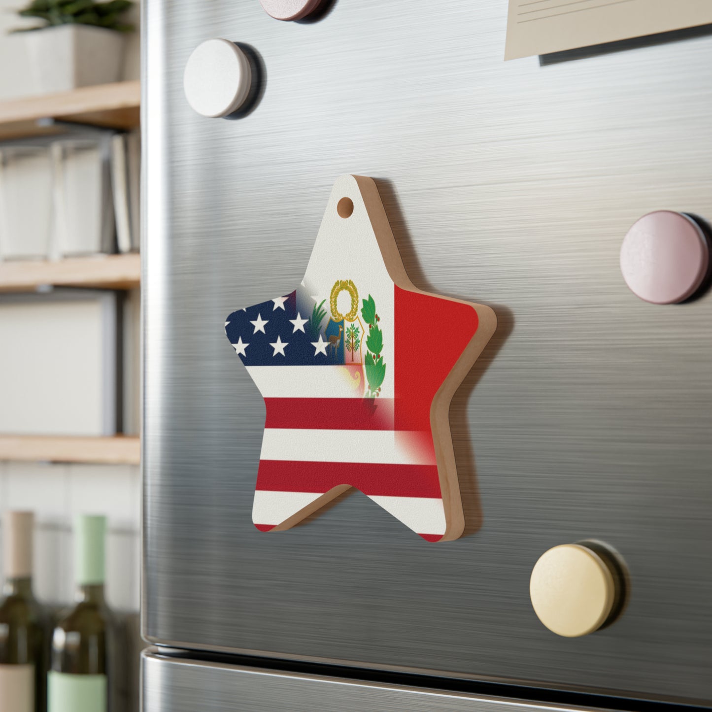 Peru America Flag | Peruvian American Flag Wooden Ornament