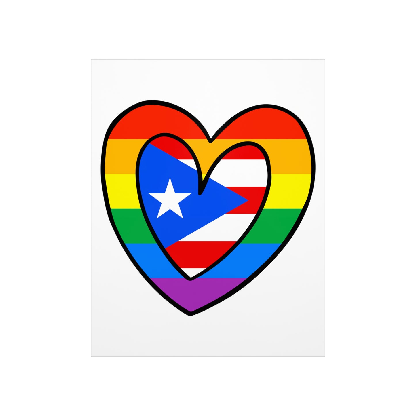 Puerto Rican Rainbow Flag Heart PR Pride Parade Premium Matte Poster