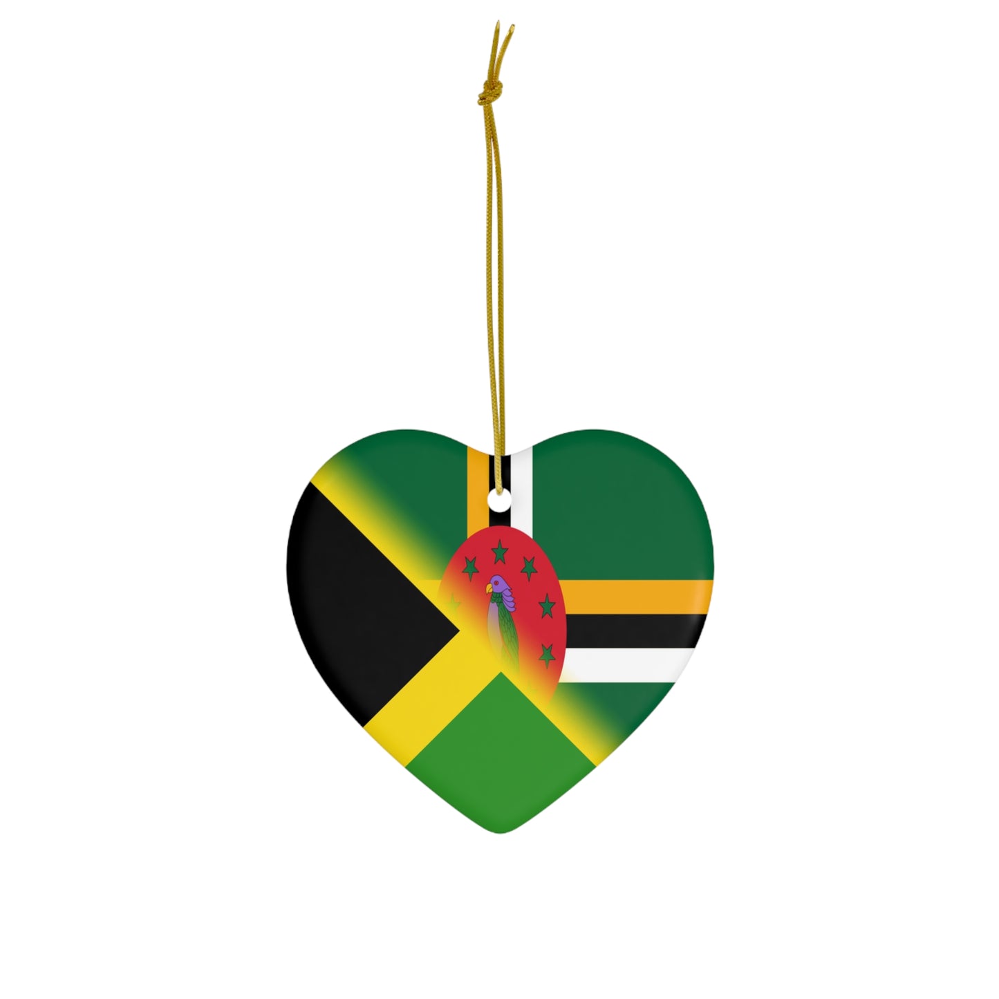 Jamaican Dominican Flag | Half Jamaica Dominica Ceramic Ornament | Christmas Tree Ornaments