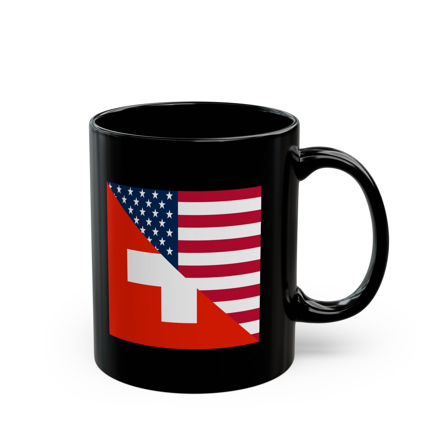 Swiss American Flag Switzerland USA Black Mug (11oz, 15oz)