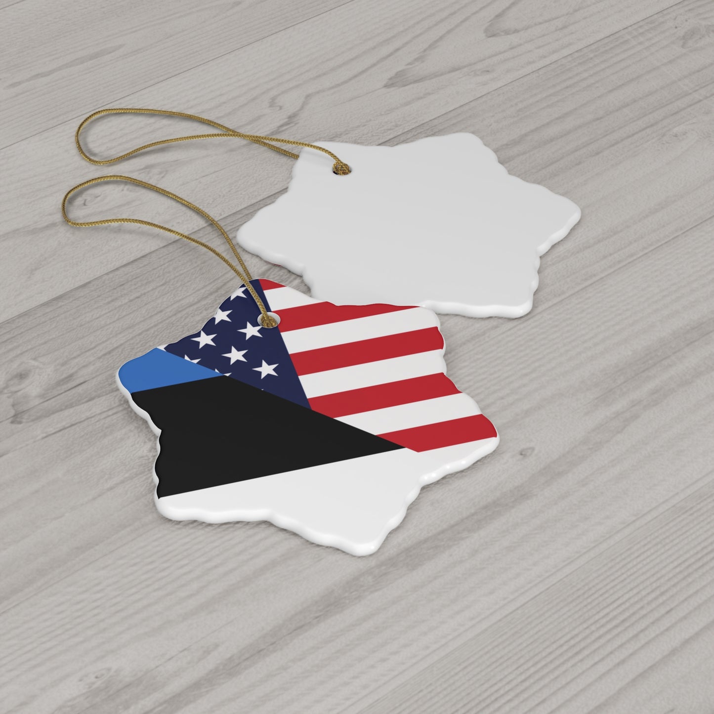 Estonian American Flag Estonia USA Ceramic Ornament | Christmas Tree Ornaments