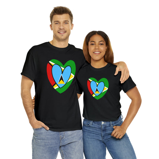 St Lucian Guyanese Heart Flag Guyana T-Shirt | Unisex Tee Shirt