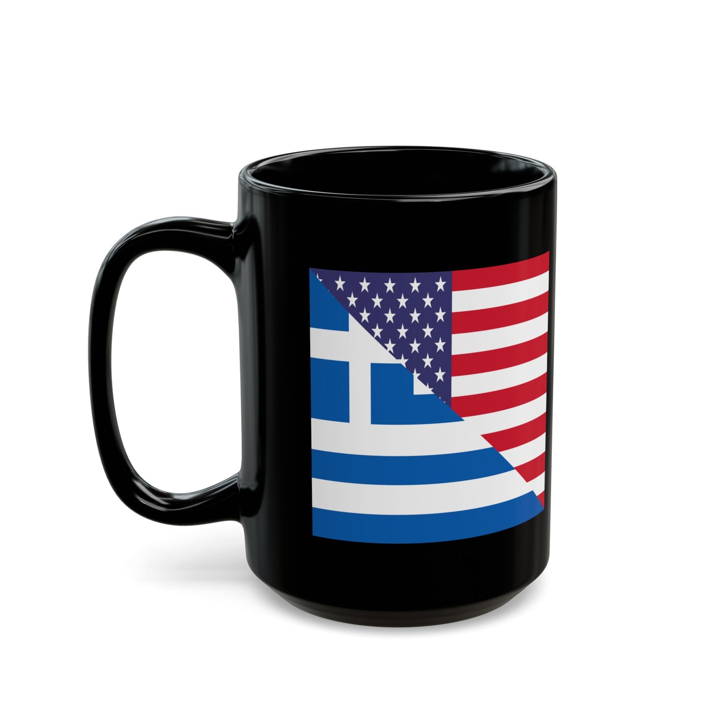 Greek American Flag Half Greece USA Black Mug (11oz, 15oz)