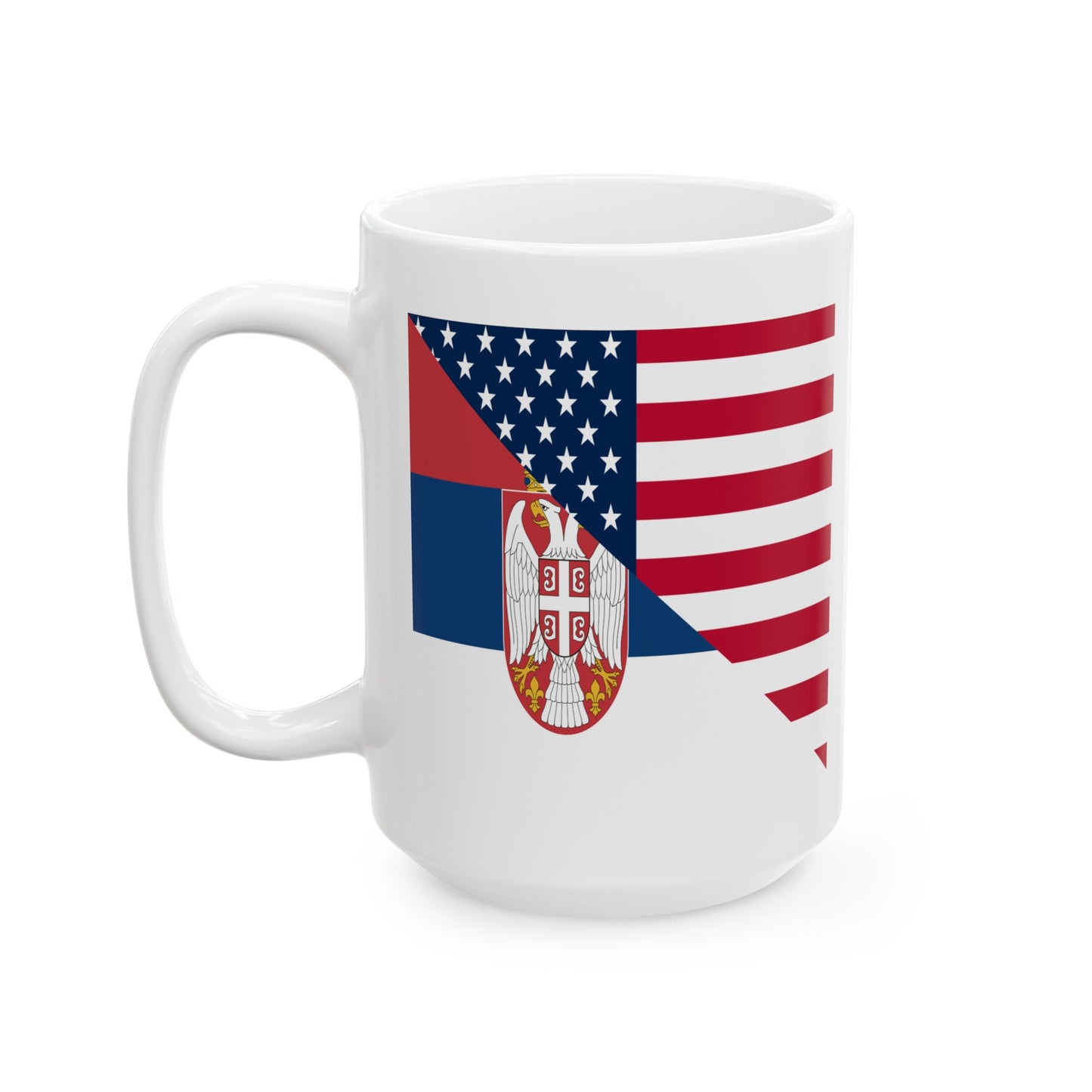 Serbian American Flag Half Serbia USA Ceramic Mug 11oz, 15oz Cup