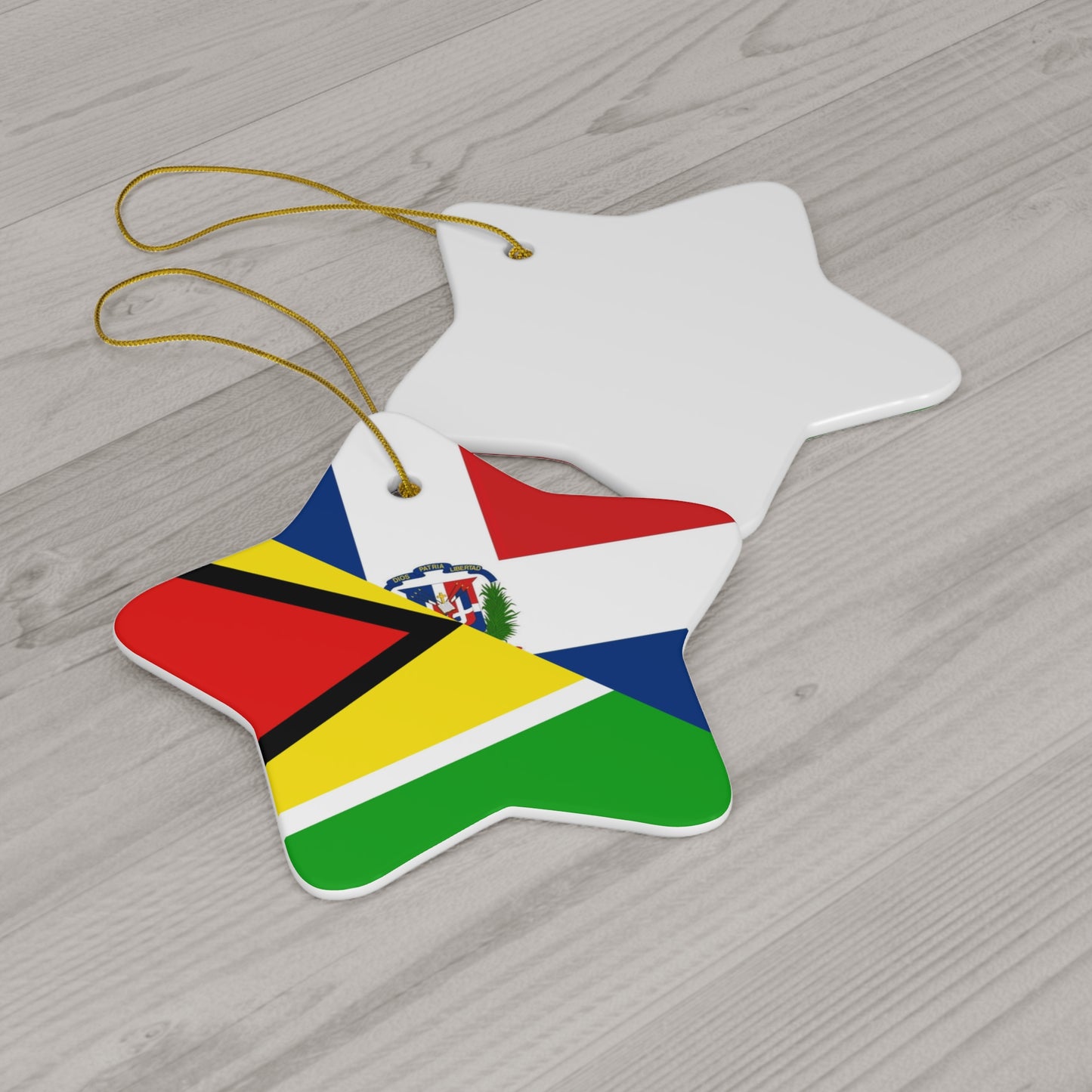 Guyanese Dominican Flag Guyana DR Ceramic Ornament | Christmas Tree Ornaments