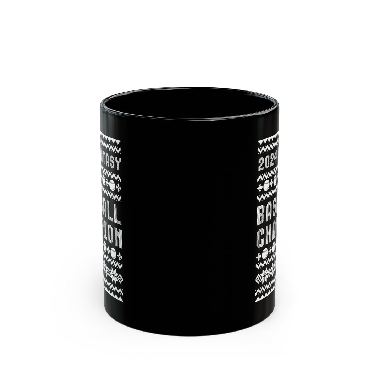 2024 Fantasy Baseball Champ Ugly Christmas Black Mug (11oz, 15oz)