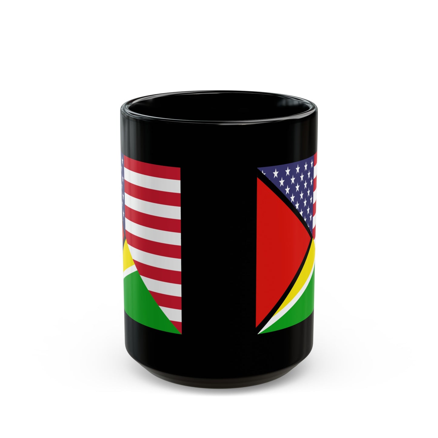 Guyana American Flag Half Guyanese USA Black Mug (11oz, 15oz)