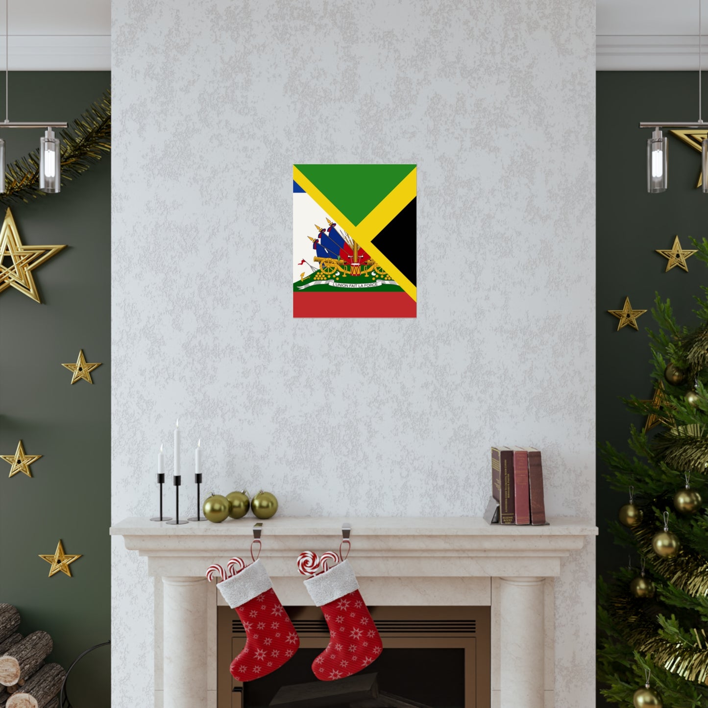 Haitian Jamaican Flag | Half Jamaica Haiti Premium Matte Poster