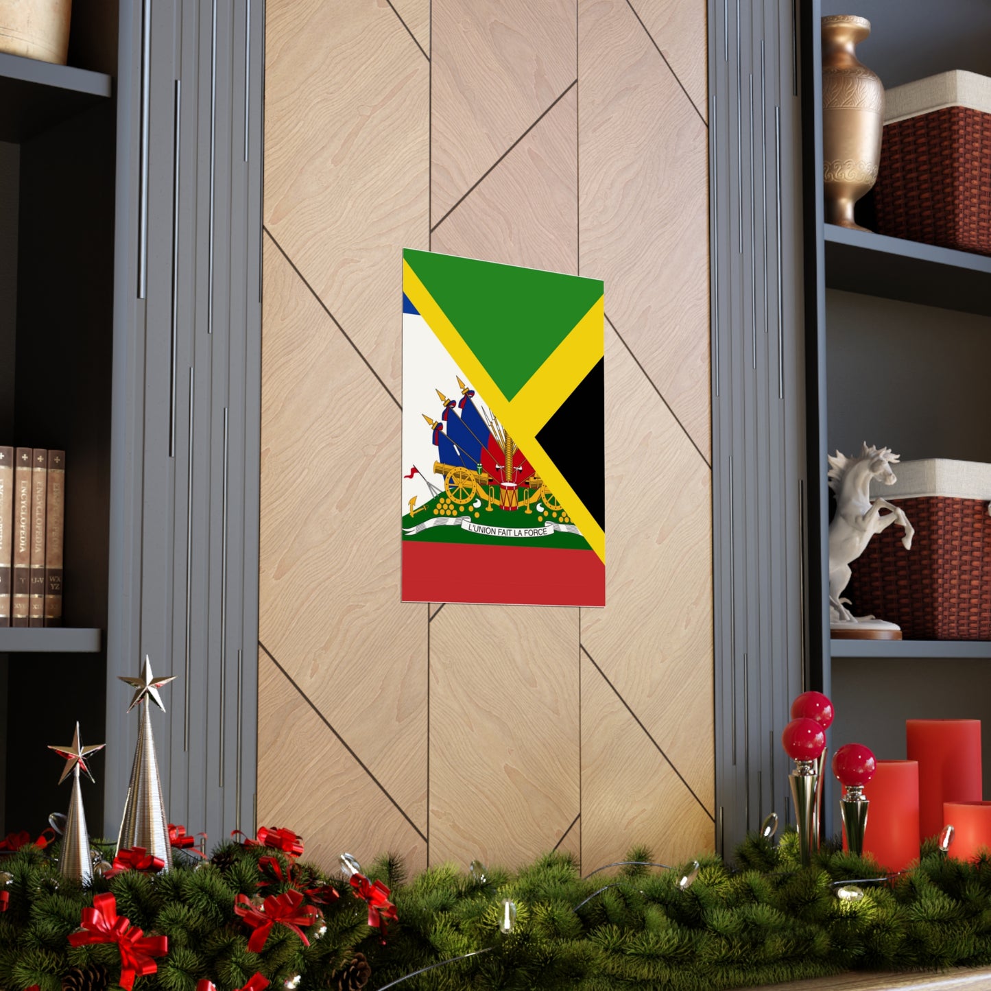 Haitian Jamaican Flag | Half Jamaica Haiti Premium Matte Poster