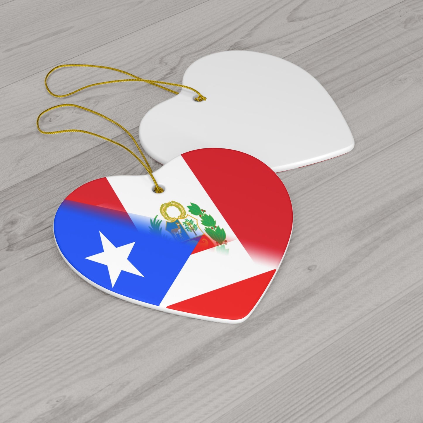 Puerto Rican Peruvian Flag PR Peru Ceramic Ornament | Christmas Tree Ornaments