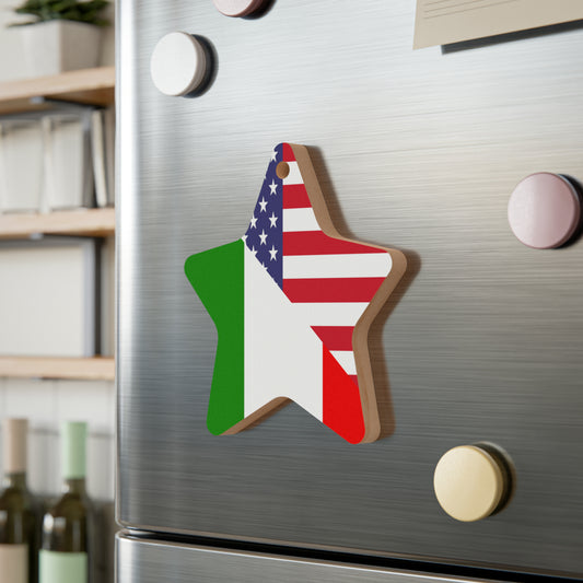 Italian American Flag Italy Italiano USA Wooden Ornament