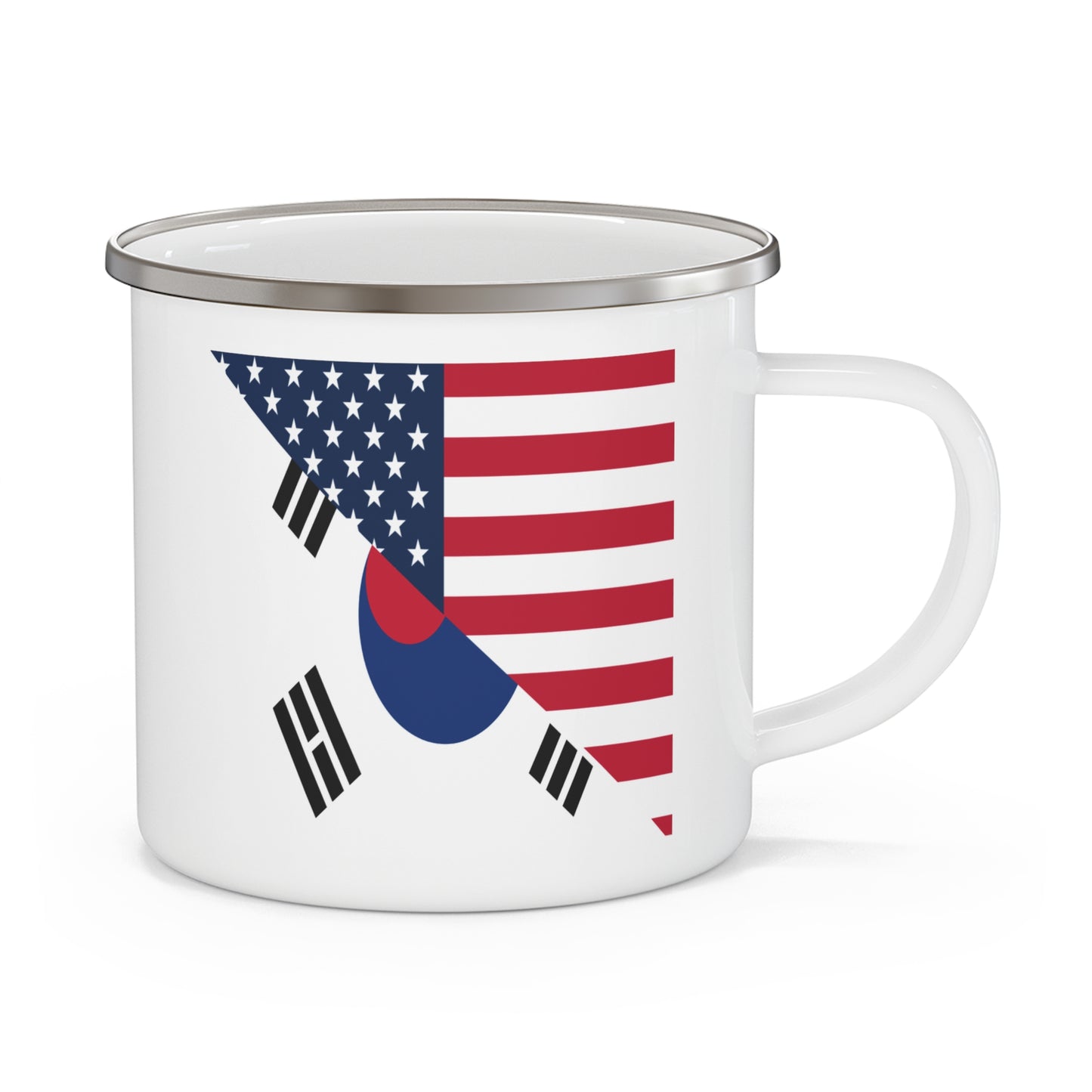 South Korean American Flag Half South Korea USA 12oz Enamel Mug