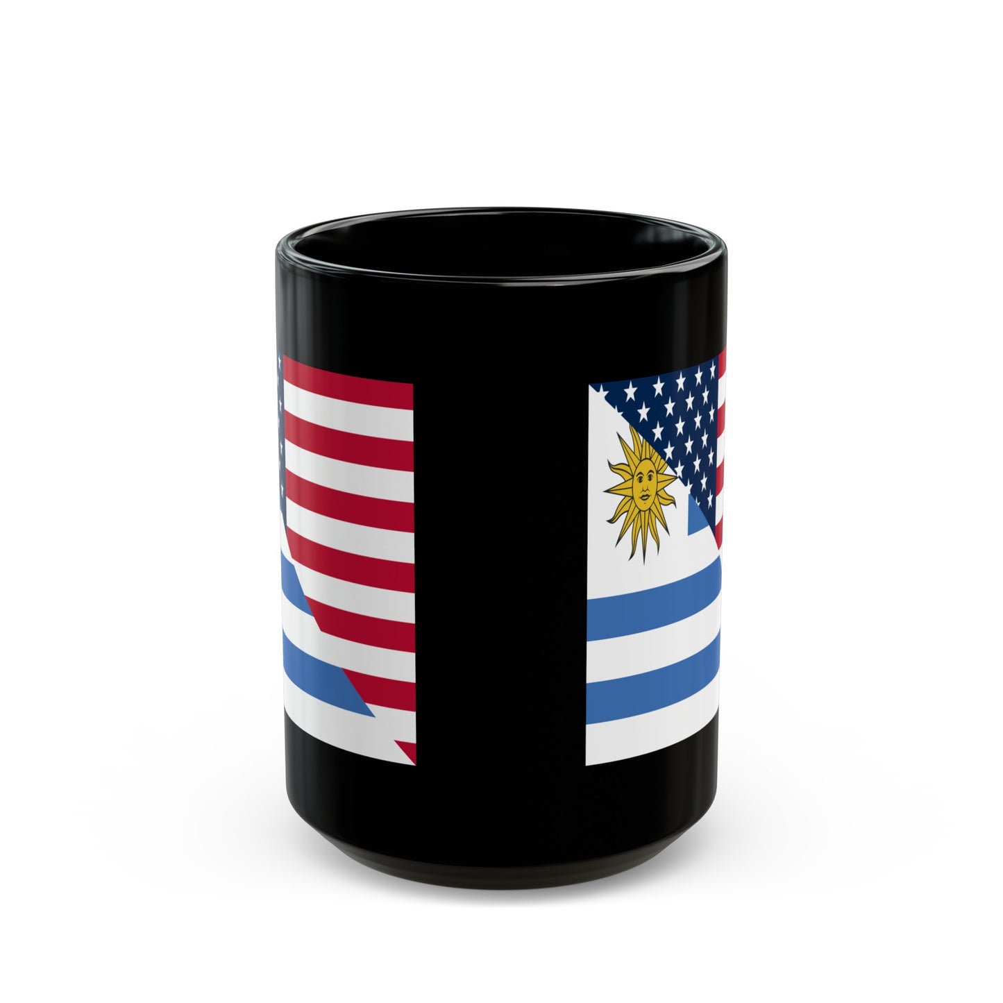 Uruguay American Flag Half Uruguayan USA Black Mug (11oz, 15oz)