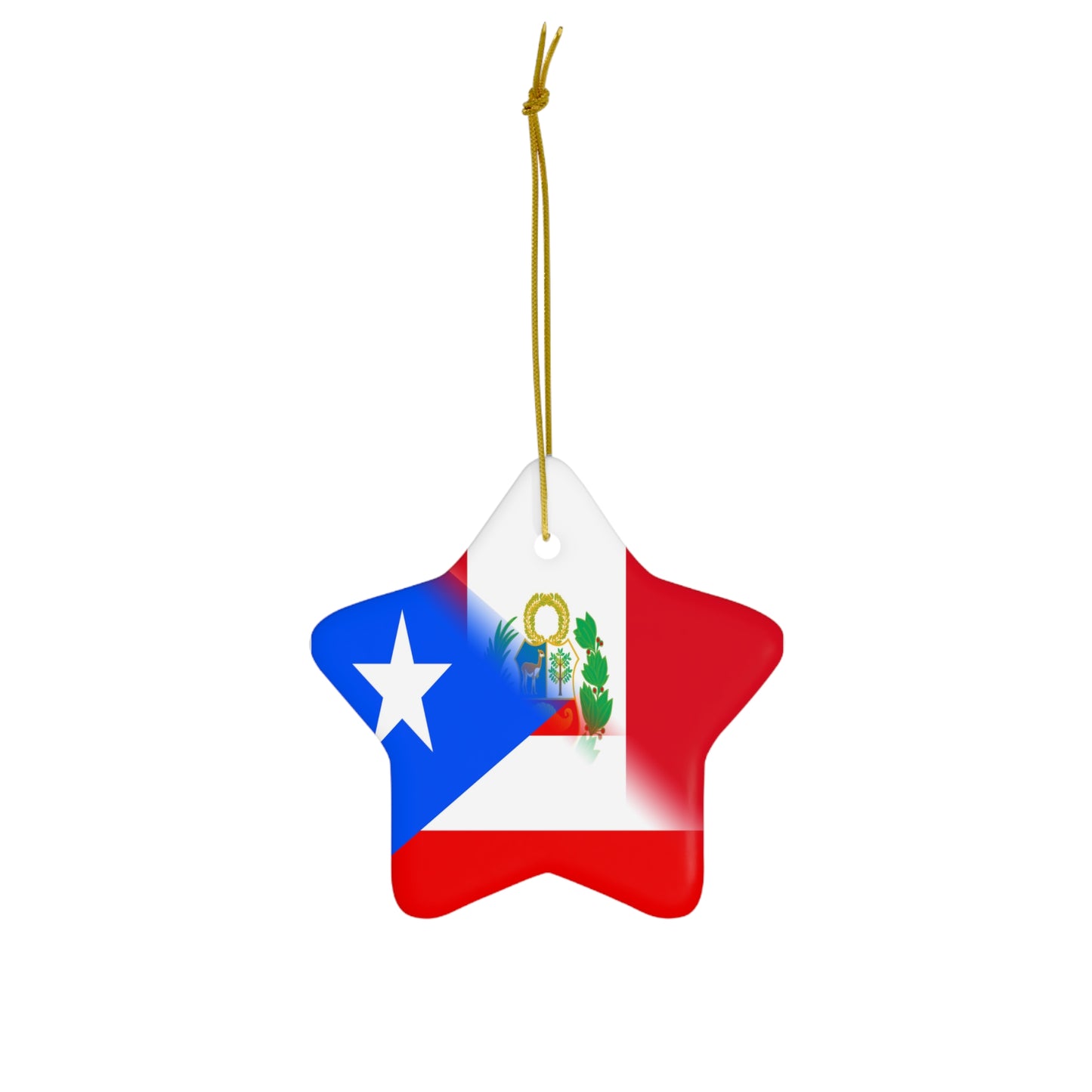 Puerto Rican Peruvian Flag PR Peru Ceramic Ornament | Christmas Tree Ornaments