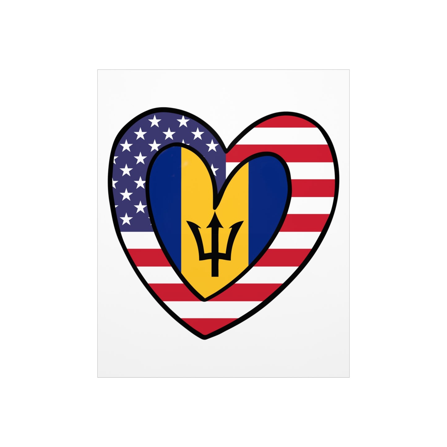 Bajan American Heart Valentines Day Gift Half Bahamas USA Flag Premium Matte Poster