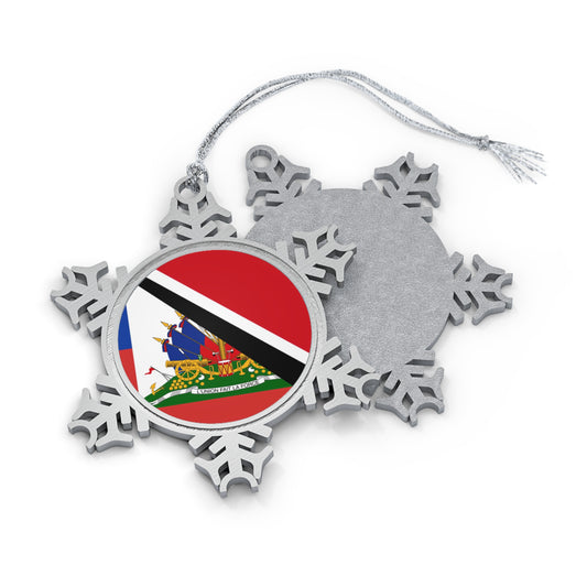 Haitian Trinidad and Tobago Flag Haitian Trini Pewter Snowflake Ornament