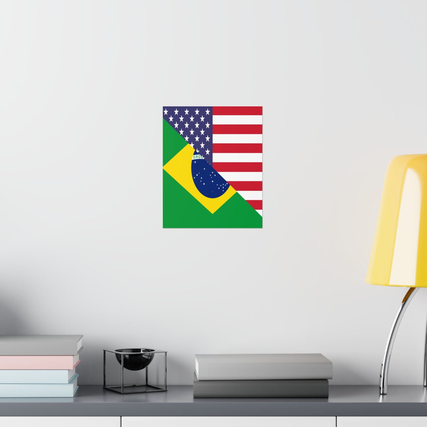 Brazilian American Flag Half Brazil USA Brasil Premium Matte Poster