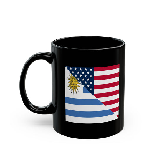 Uruguay American Flag Half Uruguayan USA Black Mug (11oz, 15oz)