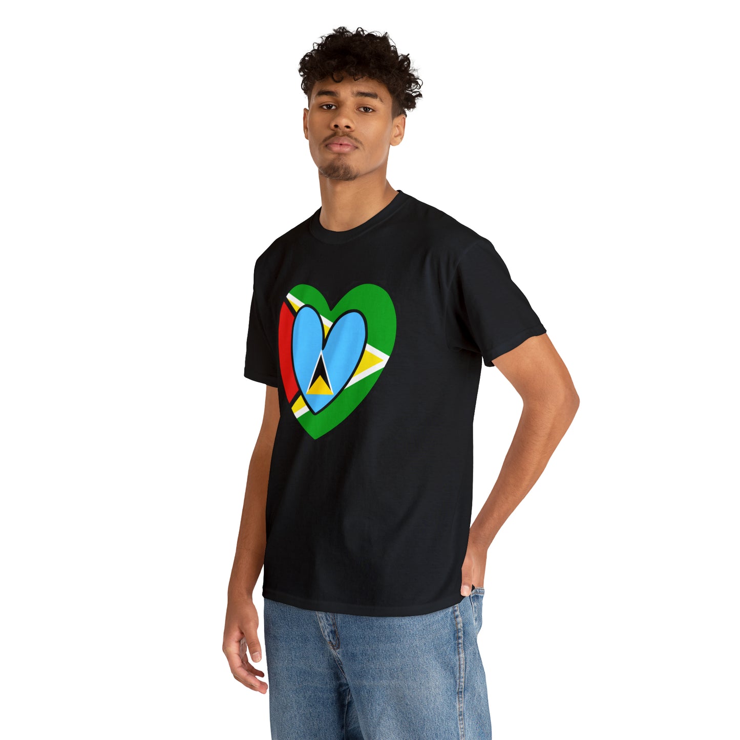 St Lucian Guyanese Heart Flag Guyana T-Shirt | Unisex Tee Shirt