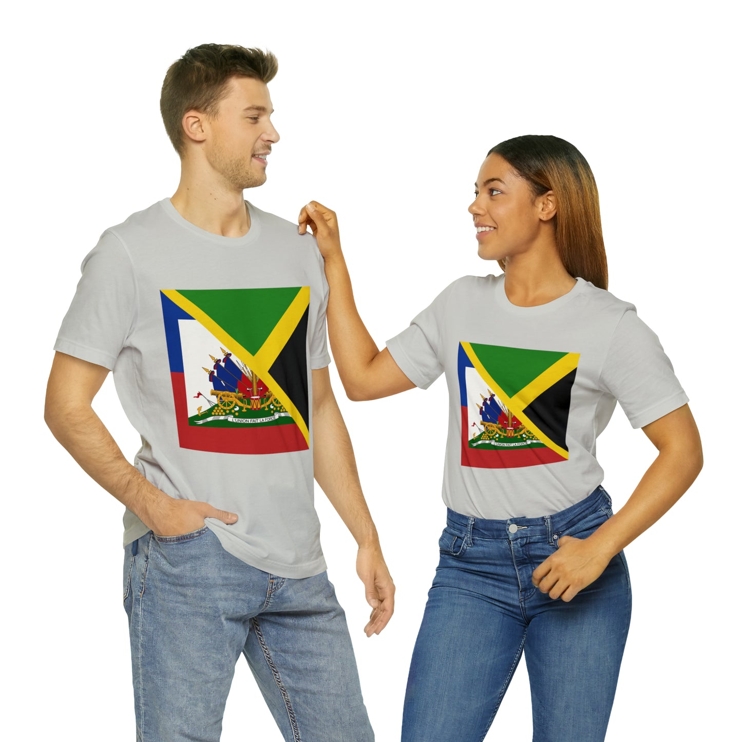 Half Haitian Jamaican Flag Tee | Haiti Jamaica Men Women Shirt