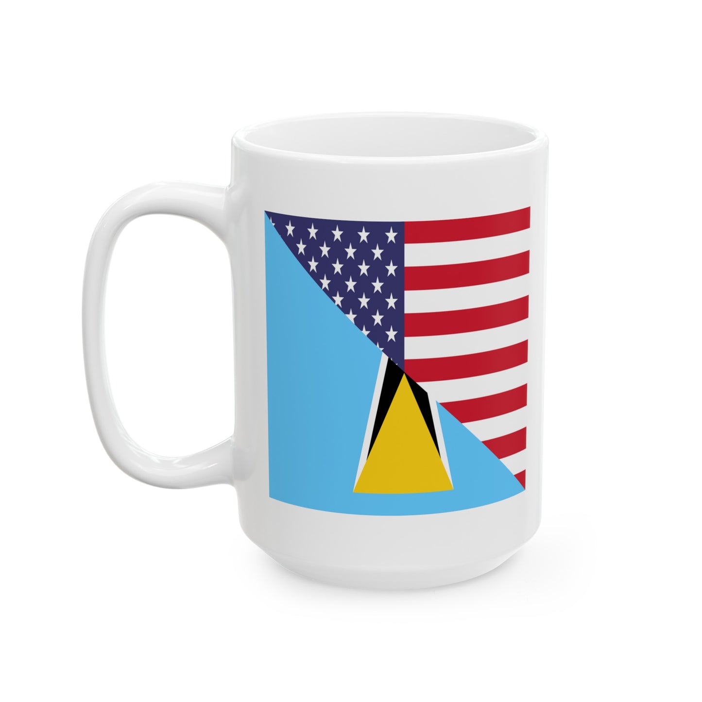 St Lucian American Flag St Lucia USA Ceramic Mug 11oz, 15oz Cup