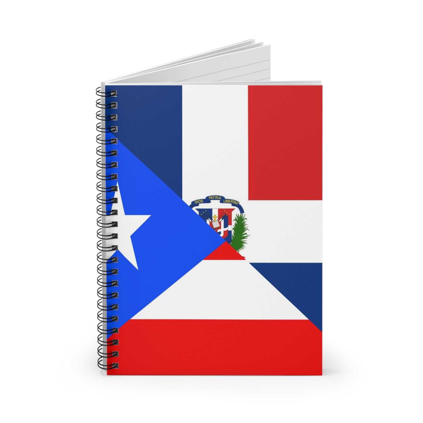 Puerto Rican Dominican Republic Flag Half PR DR Spiral Notebook - Ruled Line