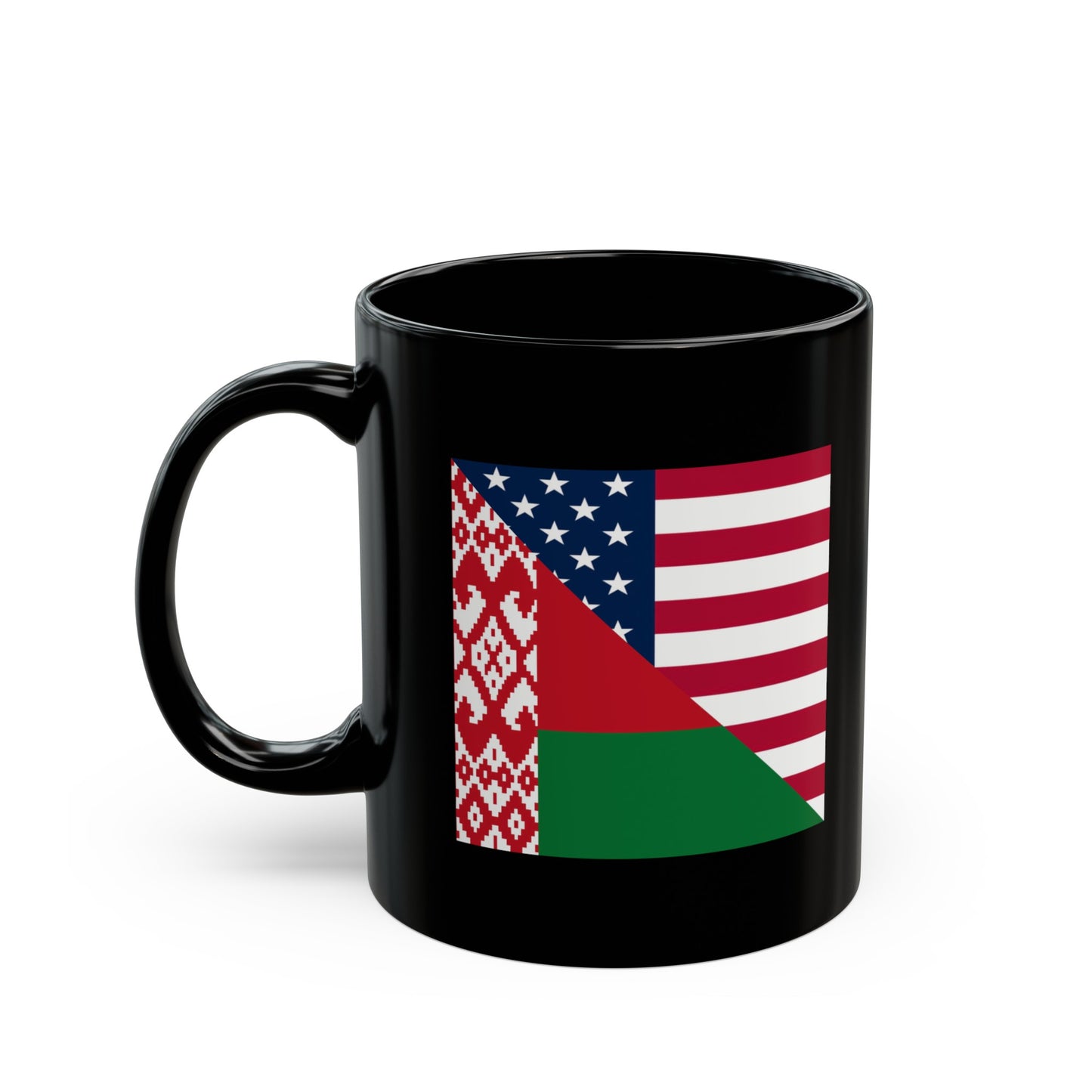 Belarus American Flag Half USA Black Mug (11oz, 15oz)