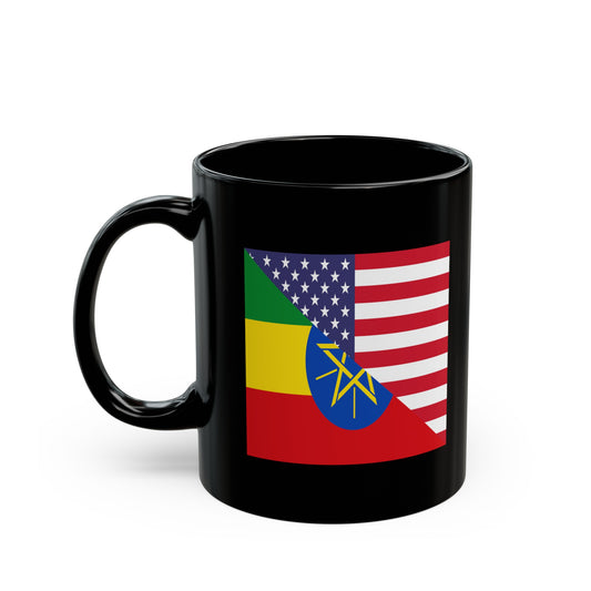 Ethiopian American Flag Ethiopia USA Black Mug (11oz, 15oz)