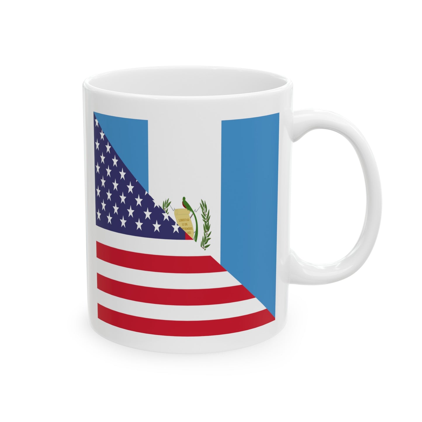 Guatemalan American Flag Half Guatemala USA Ceramic Mug 11oz, 15oz Cup