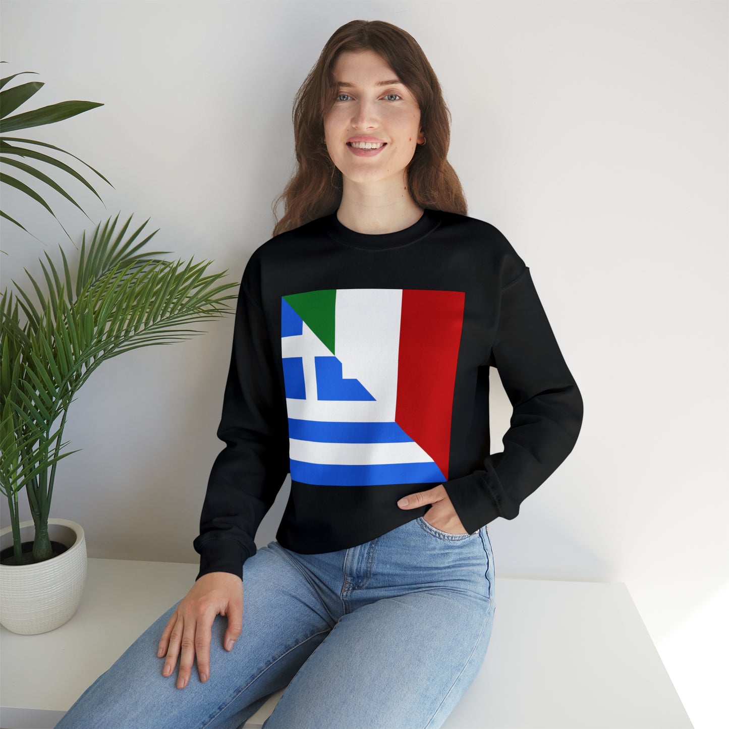 Greek Italian Flag Half Greece Italy Unisex Sweatshirt