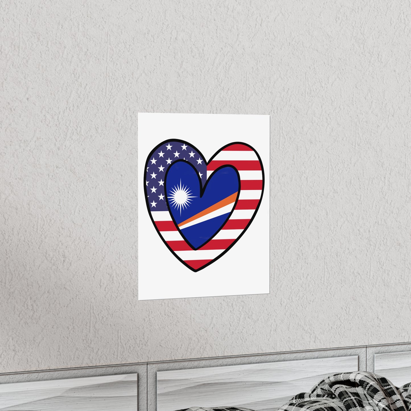 Marshal Islands American Heart Valentines Day Wedding Gift Half Flag Premium Matte Poster