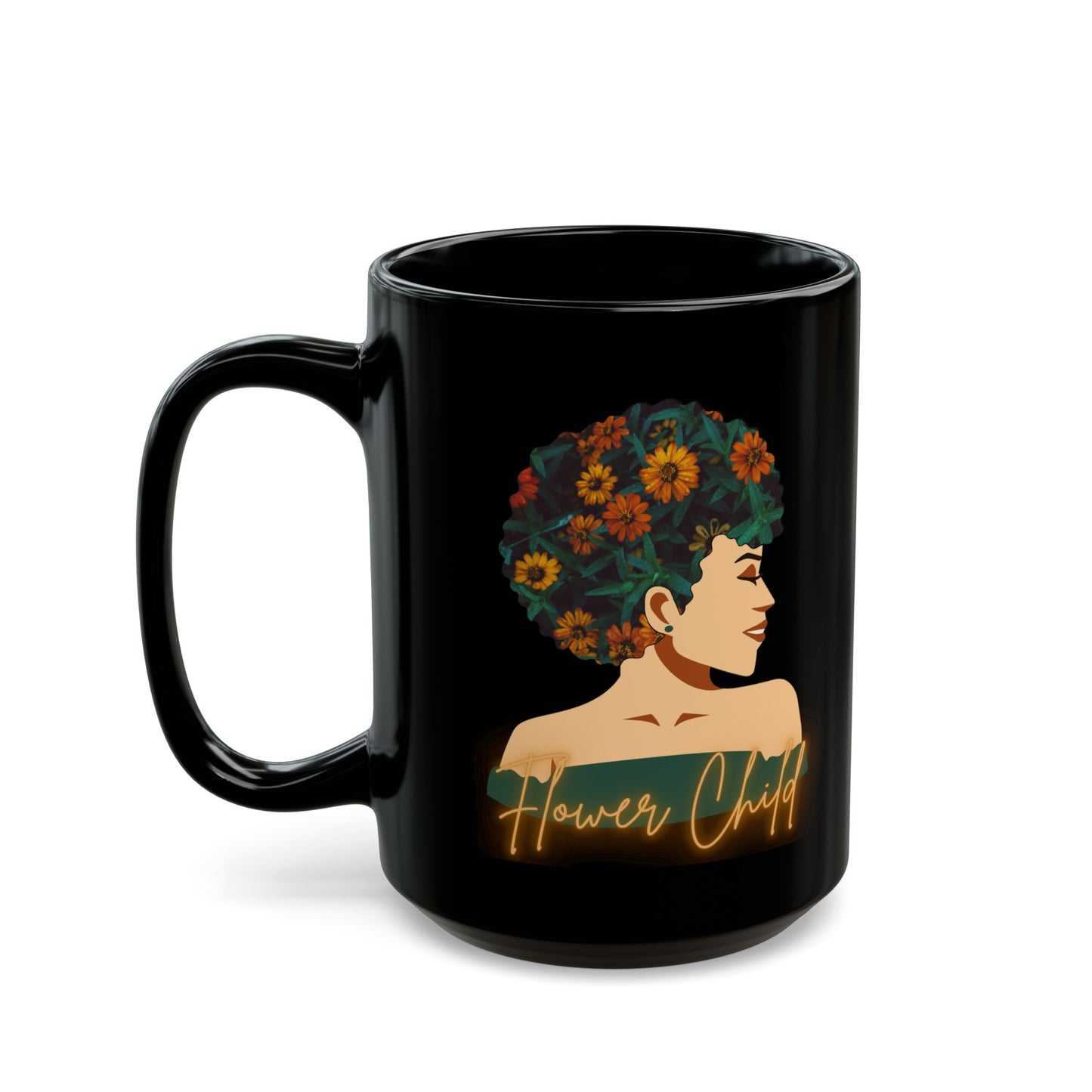 Flower Child White Black Mug (11oz, 15oz)