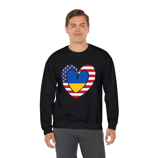American Ukrainian Flag Inner Heart USA Ukraine  Unisex Sweatshirt