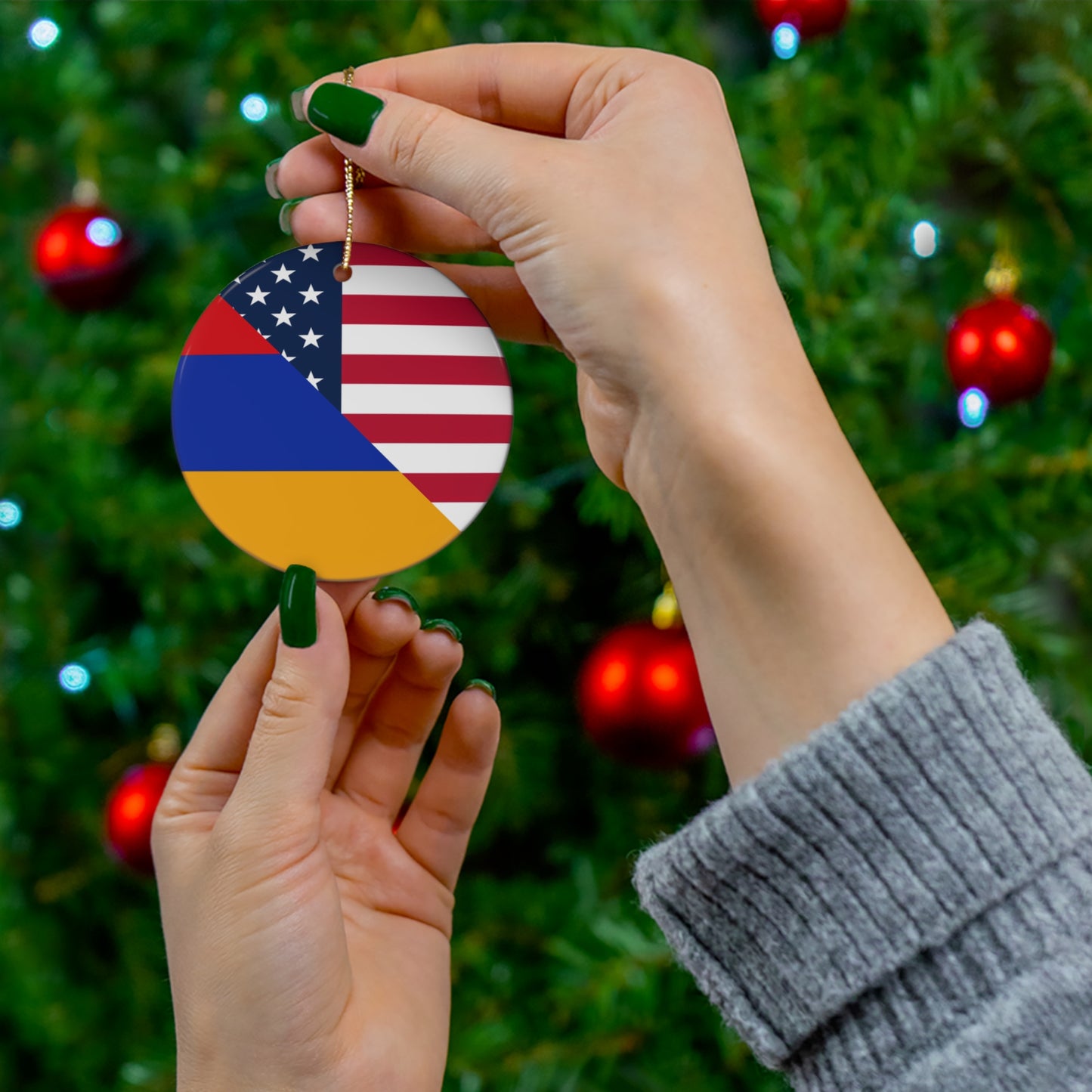 Armenian American Flag Armenia USA Ceramic Ornament | Christmas Tree Ornaments