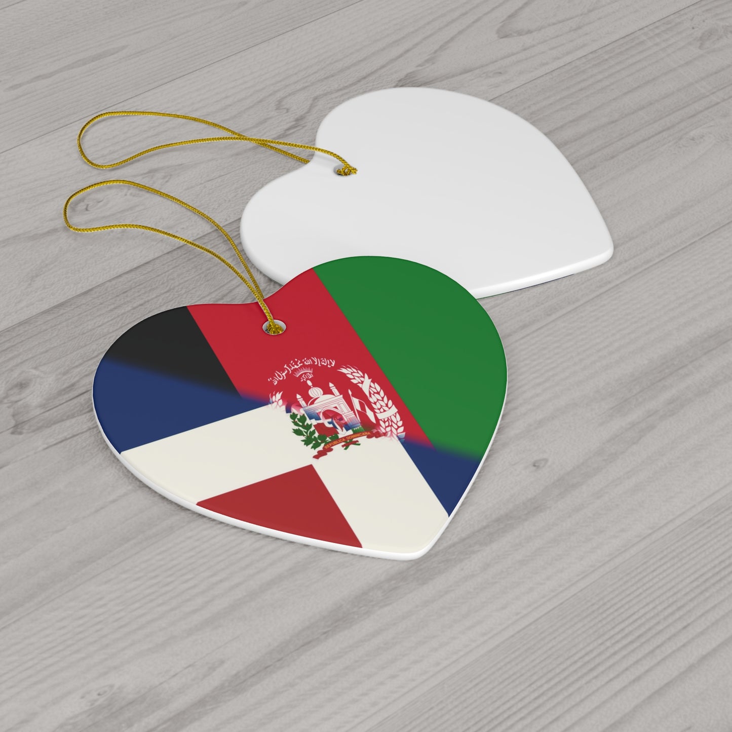 Dominican Republic Afghanistan Flag | DR Afghan Ceramic Ornament | Christmas Tree Ornaments