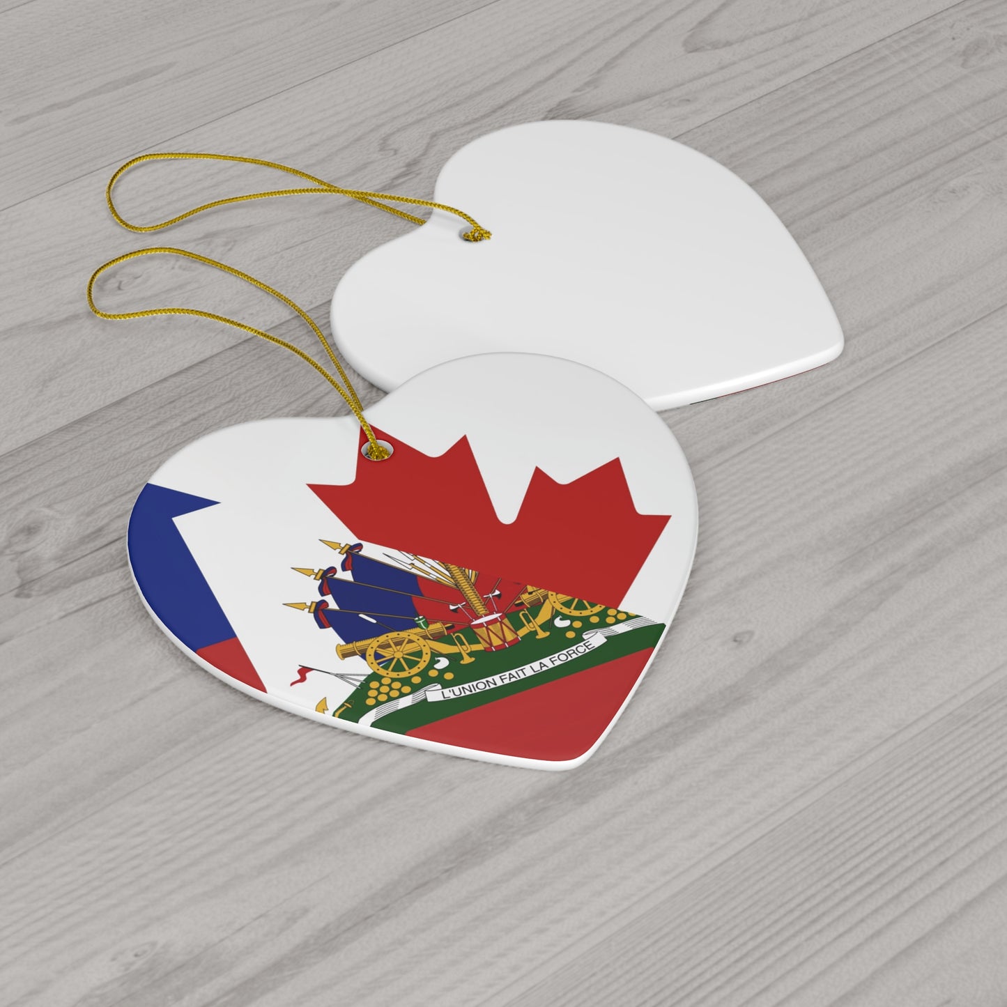 Haitian Canadian Flag | Half Haiti Canada Canadien Ceramic Ornament | Christmas Tree Ornaments