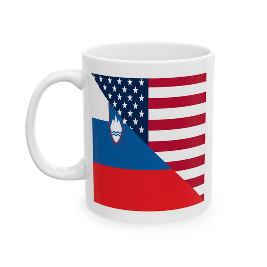 Slovenia American Flag Half Slovenian USA Ceramic Mug 11oz, 15oz Cup