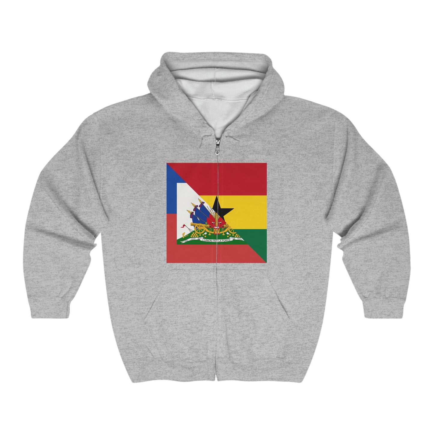 Haitian Ghanaian Flag | Half Haiti Ghana Zip Hoodie | Hooded Sweatshirt