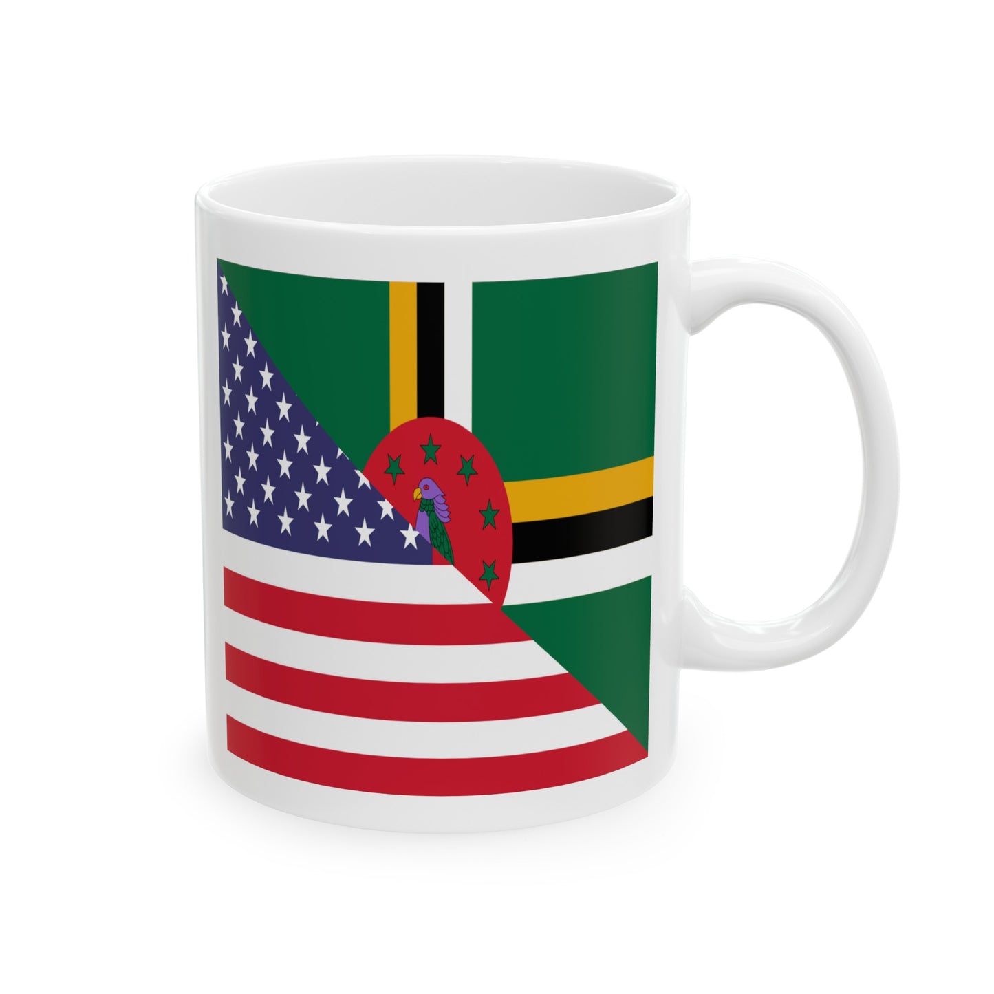 Dominican American Flag Dominica USA Half Ceramic Mug 11oz, 15oz Cup