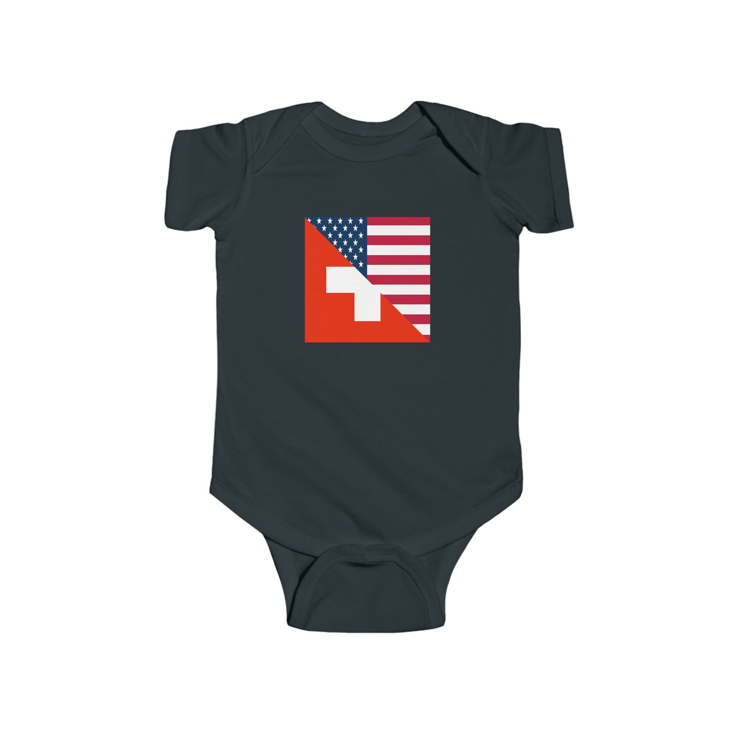 Swiss American Flag Baby Bodysuit | Unisex Switzerland USA Newborn Boy Girl