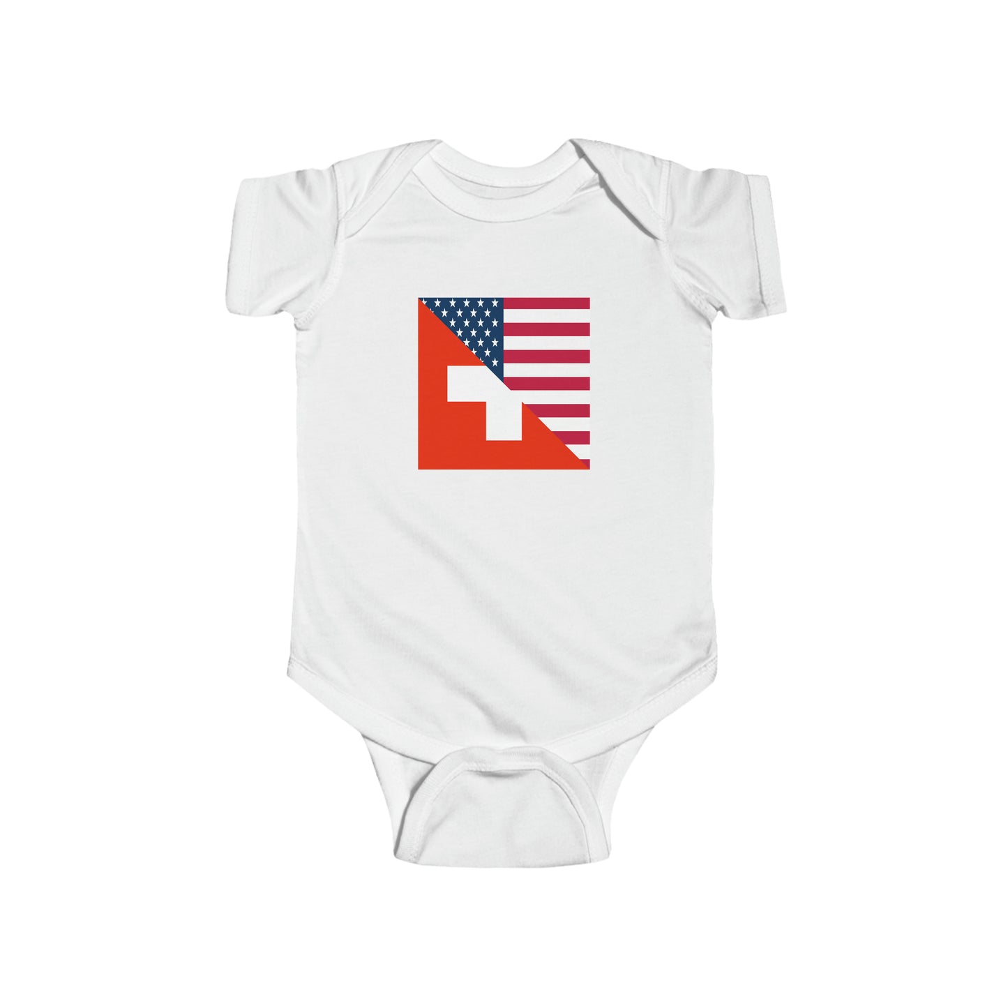 Swiss American Flag Baby Bodysuit | Unisex Switzerland USA Newborn Boy Girl