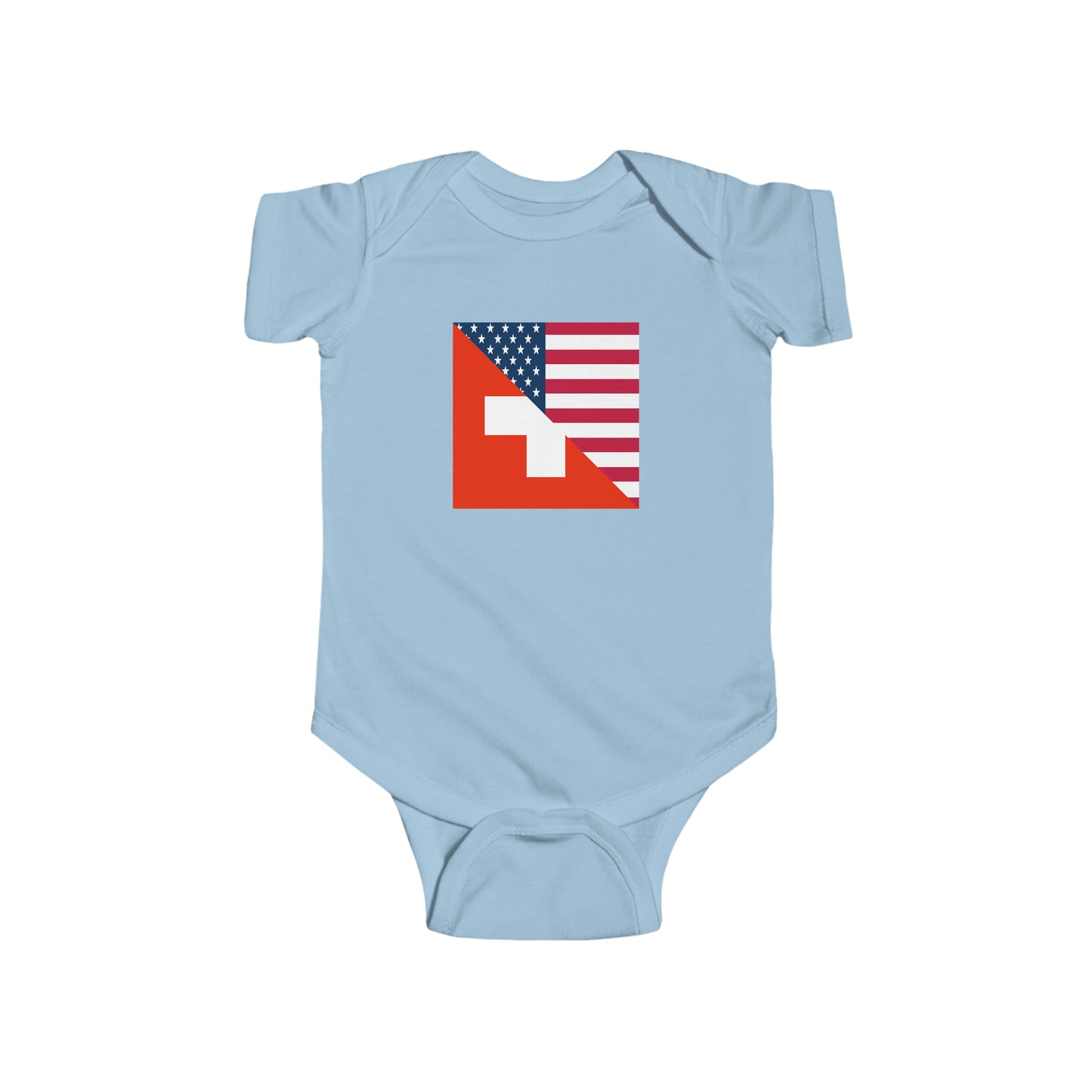 Swiss American Flag Baby Bodysuit | Unisex Switzerland USA Newborn Boy Girl