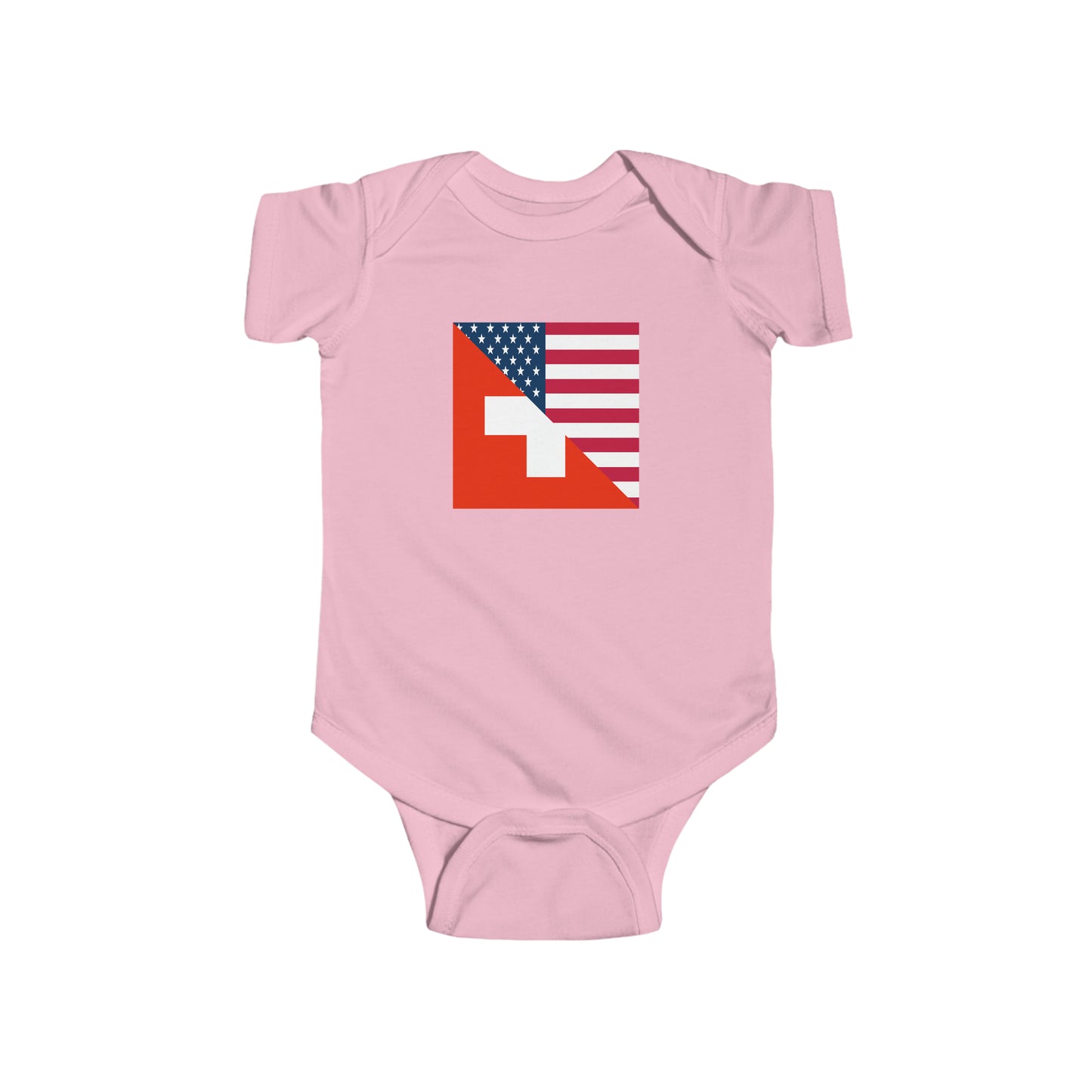 Swiss American Flag Baby Bodysuit | Unisex Switzerland USA Newborn Boy Girl