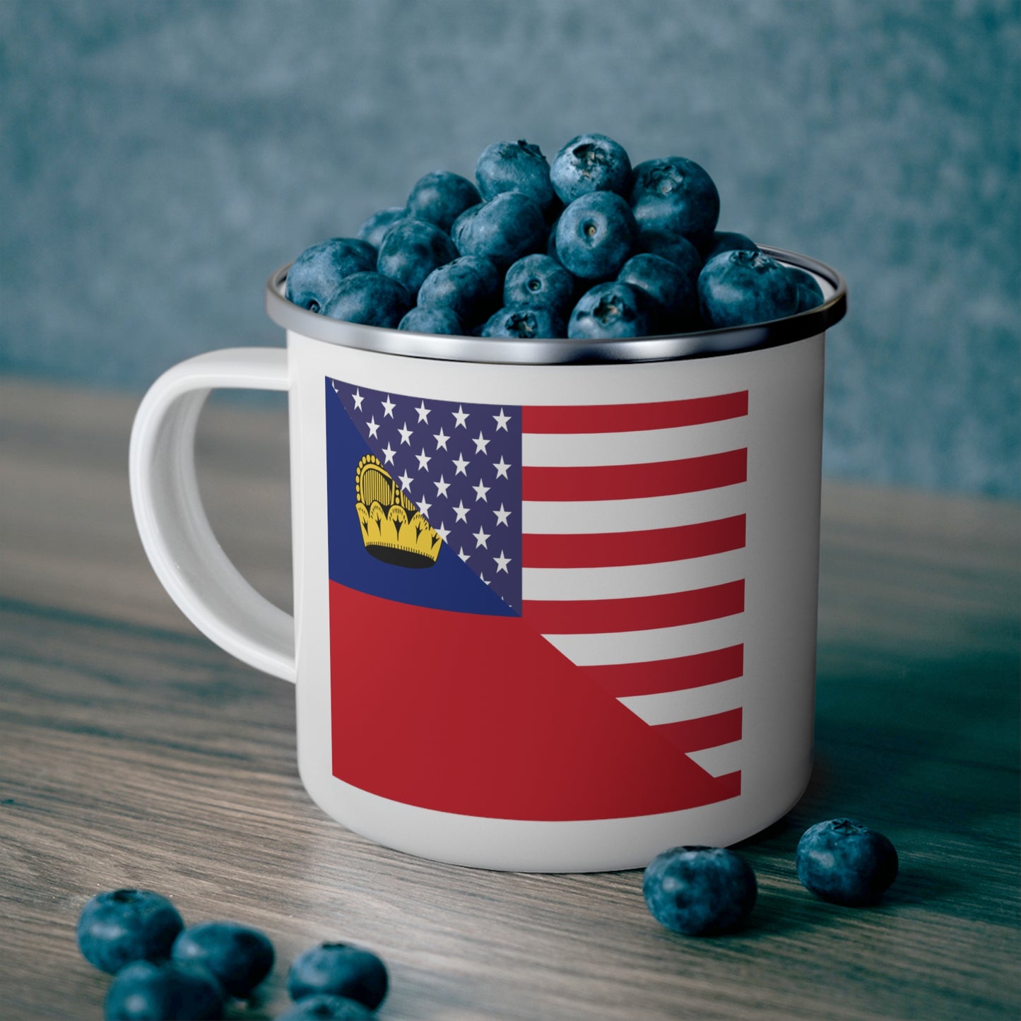 Liechtenstein American Flag 12oz Enamel Mug