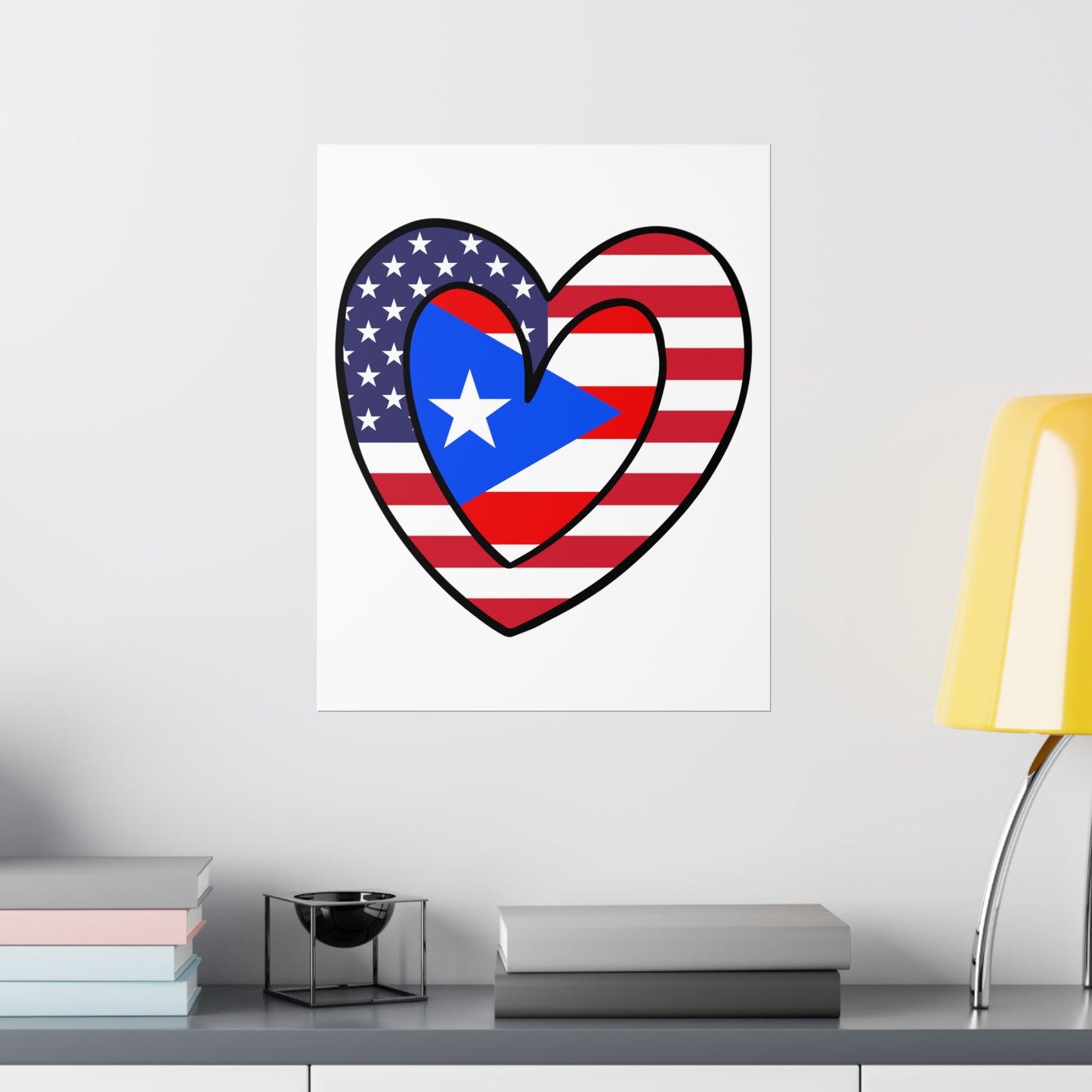 Puerto Rican American Heart Valentines Day Gift Half Boricua PR USA Flag Premium Matte Poster