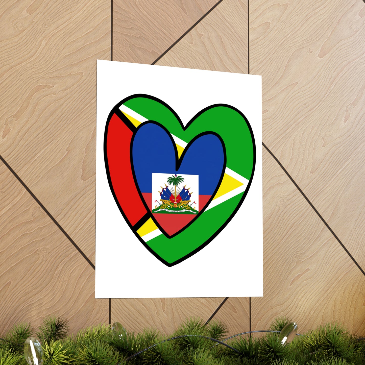 Guyanese Haitian Flag Inner Heart Guyana Haiti  Premium Matte Poster