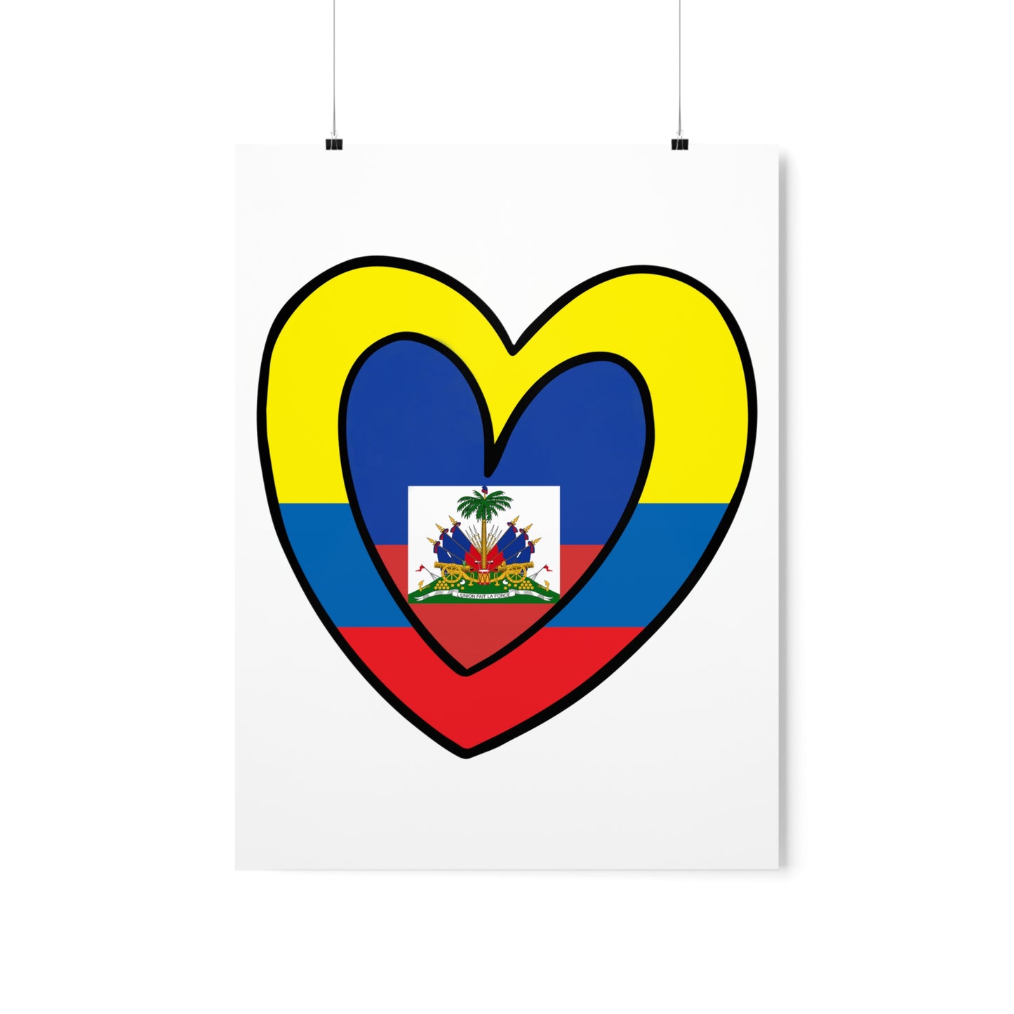 Colombian Haitian Flag Inner Heart Colombia Haiti  Premium Matte Poster