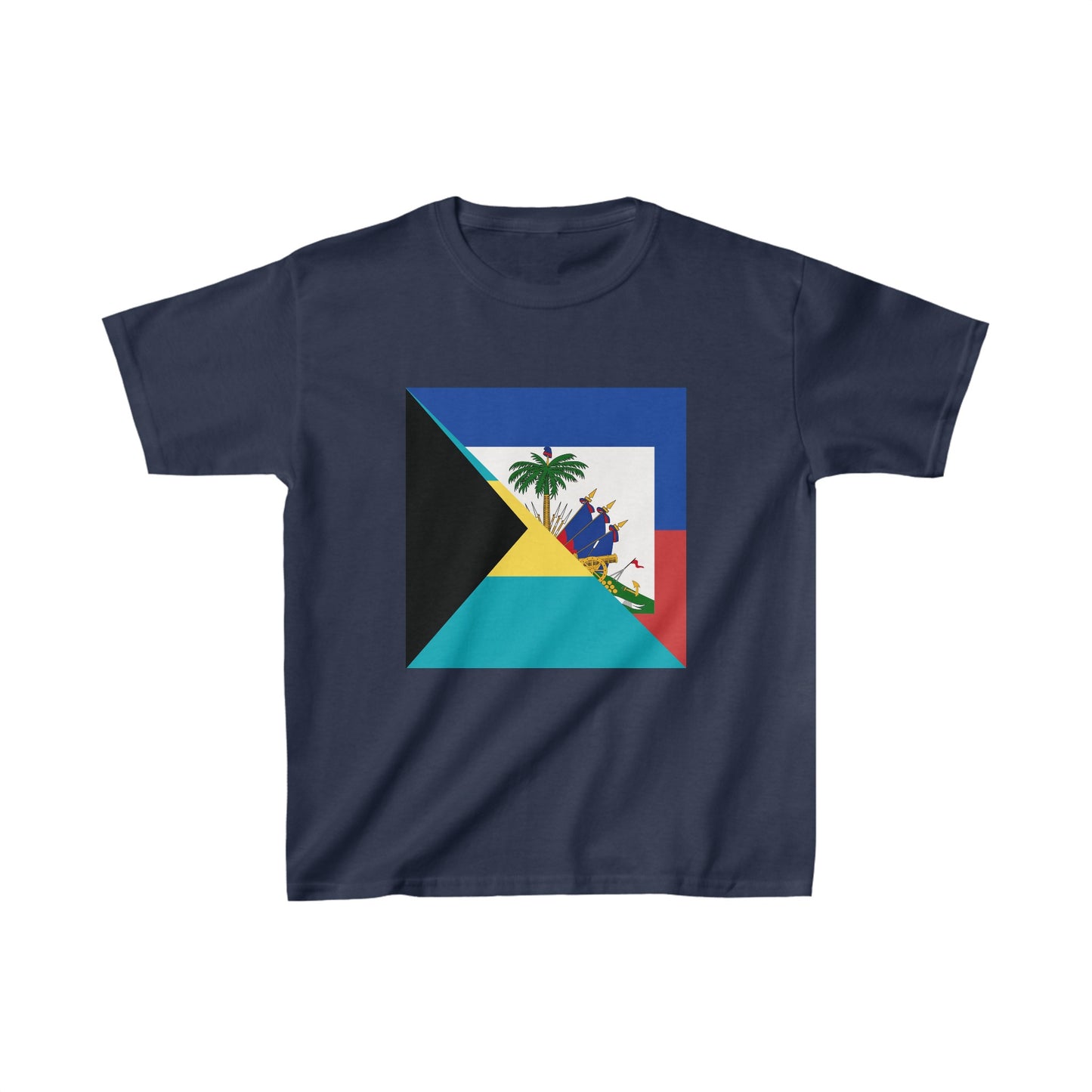 Kids Haiti Bahamas Flag | Half Haitian Bahamian Flag T-Shirt | Unisex Tee Shirt